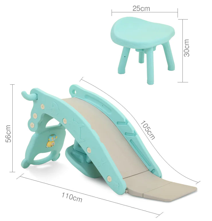 3-in-1 Rocking Horse Slide with Music for Kids