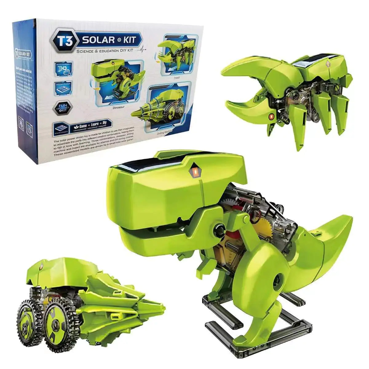 DIY 3-in-1 Solar-Powered Robot Dinosaur Toy