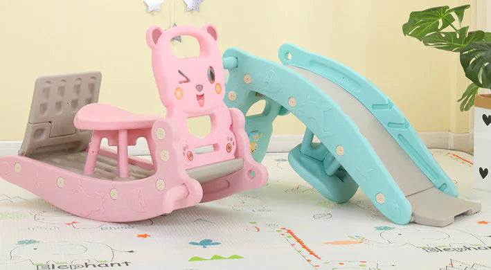 3-in-1 Rocking Horse Slide with Music for Kids