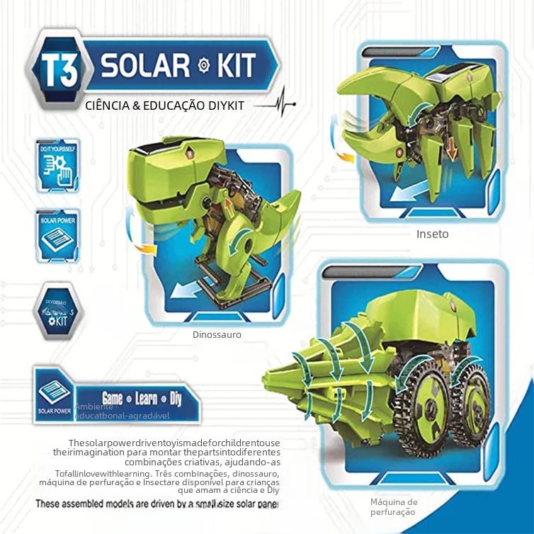 DIY 3-in-1 Solar-Powered Robot Dinosaur Toy